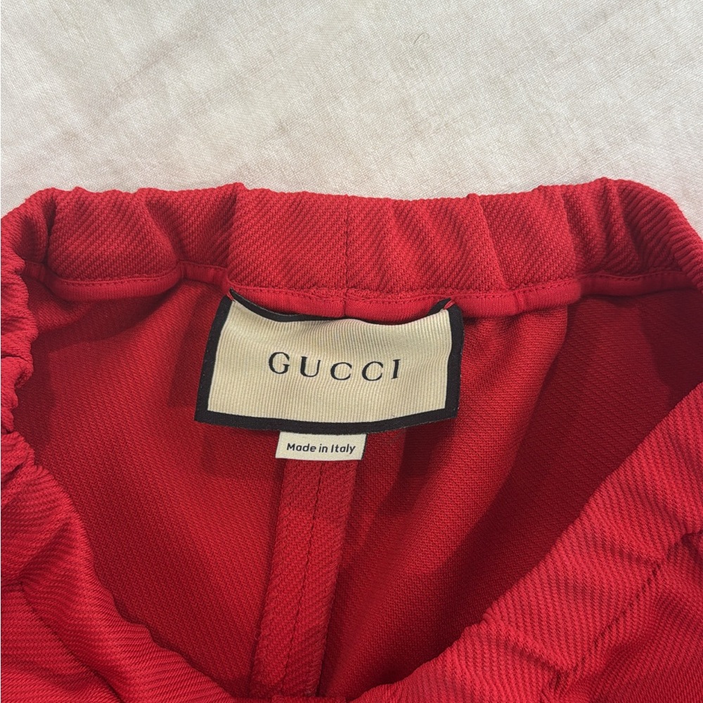 Gucci Red Athletic Shorts with White Piping - Picture 3 of 4